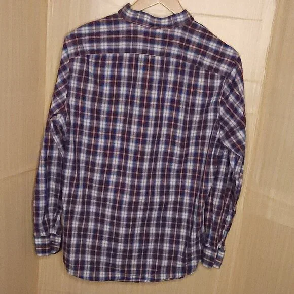 Banana Republic Mens Red White Blue Plaid Button Down Large - Picture 2 of 6